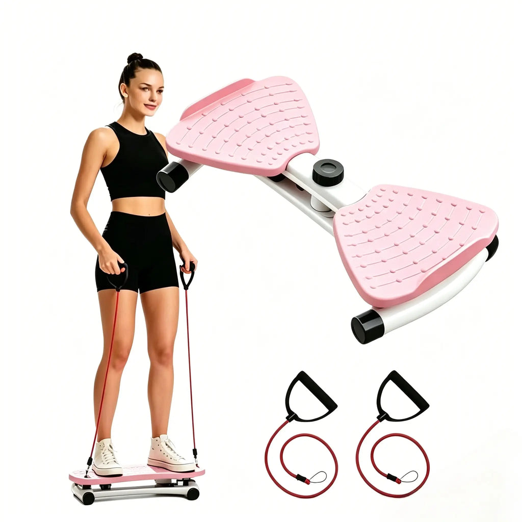 2-in-1 Waist Twister & Leg Step Trainer with Resistance Bands.Compact Portable Home , Tone Legs Glutes & Core, Low-Impact for Full Body Workout