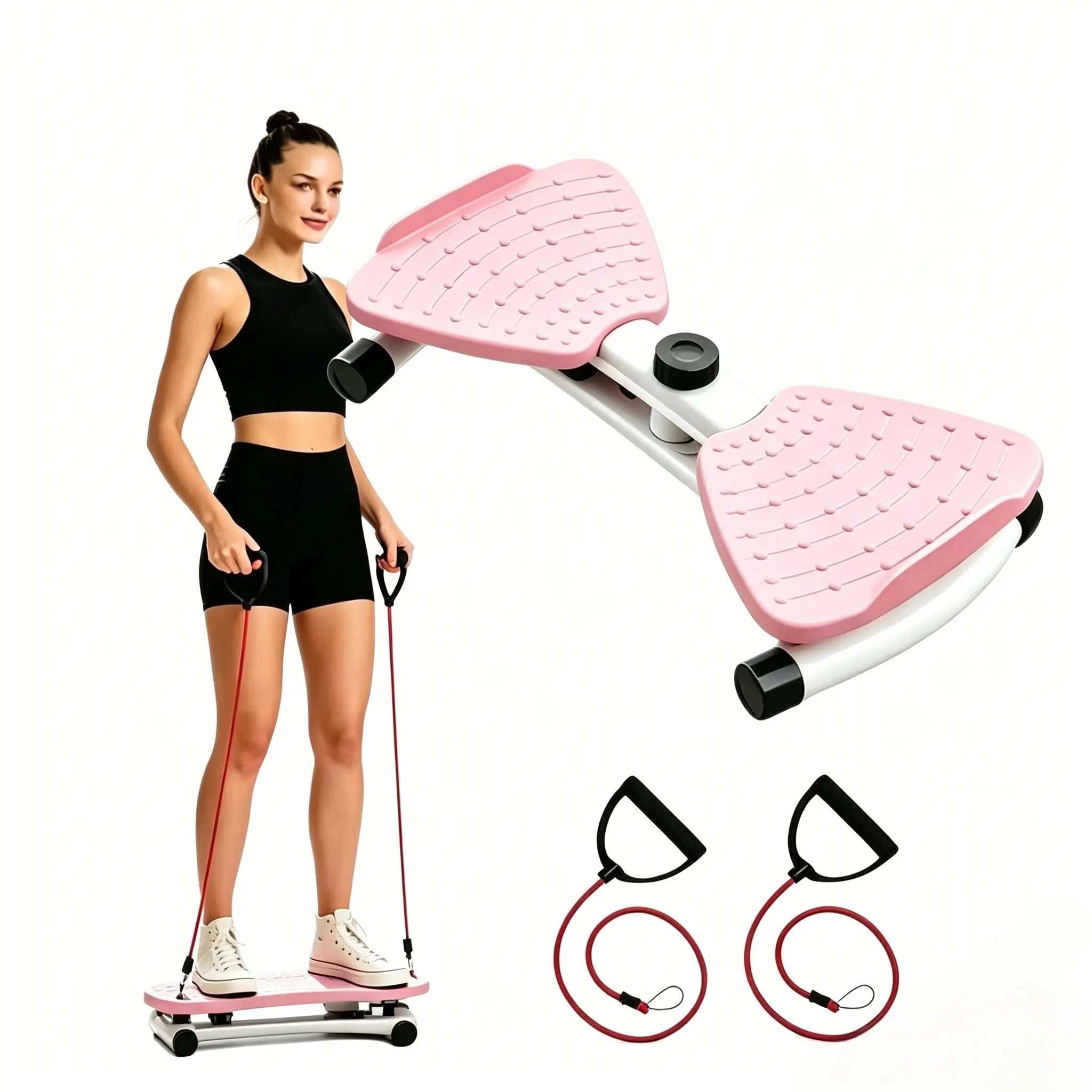 2-in-1 Waist Twister & Leg Step Trainer with Resistance Bands.Compact Portable Home , Tone Legs Glutes & Core, Low-Impact for Full Body Workout