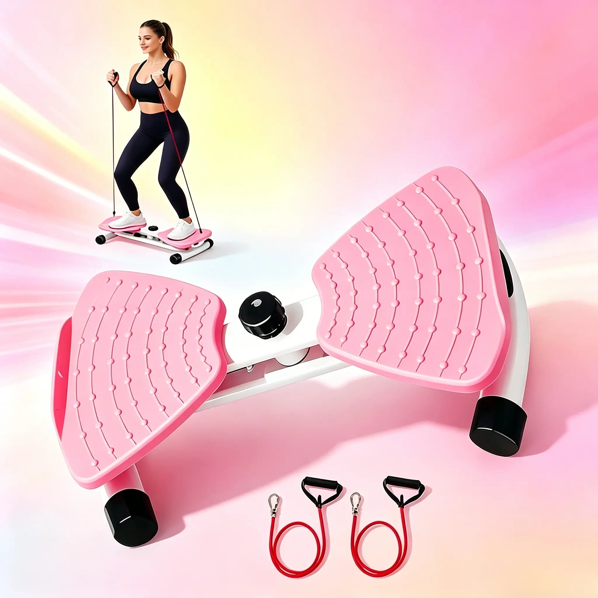 2-in-1 Waist Twister & Leg Step Trainer with Resistance Bands.Compact Portable Home , Tone Legs Glutes & Core, Low-Impact for Full Body Workout